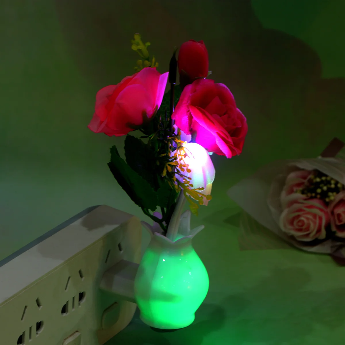 

4pcs Colorful Ambient For Bedroom Plug In Flower Led Flower Control Light Led Night Lamp Light Control Night Lamp
