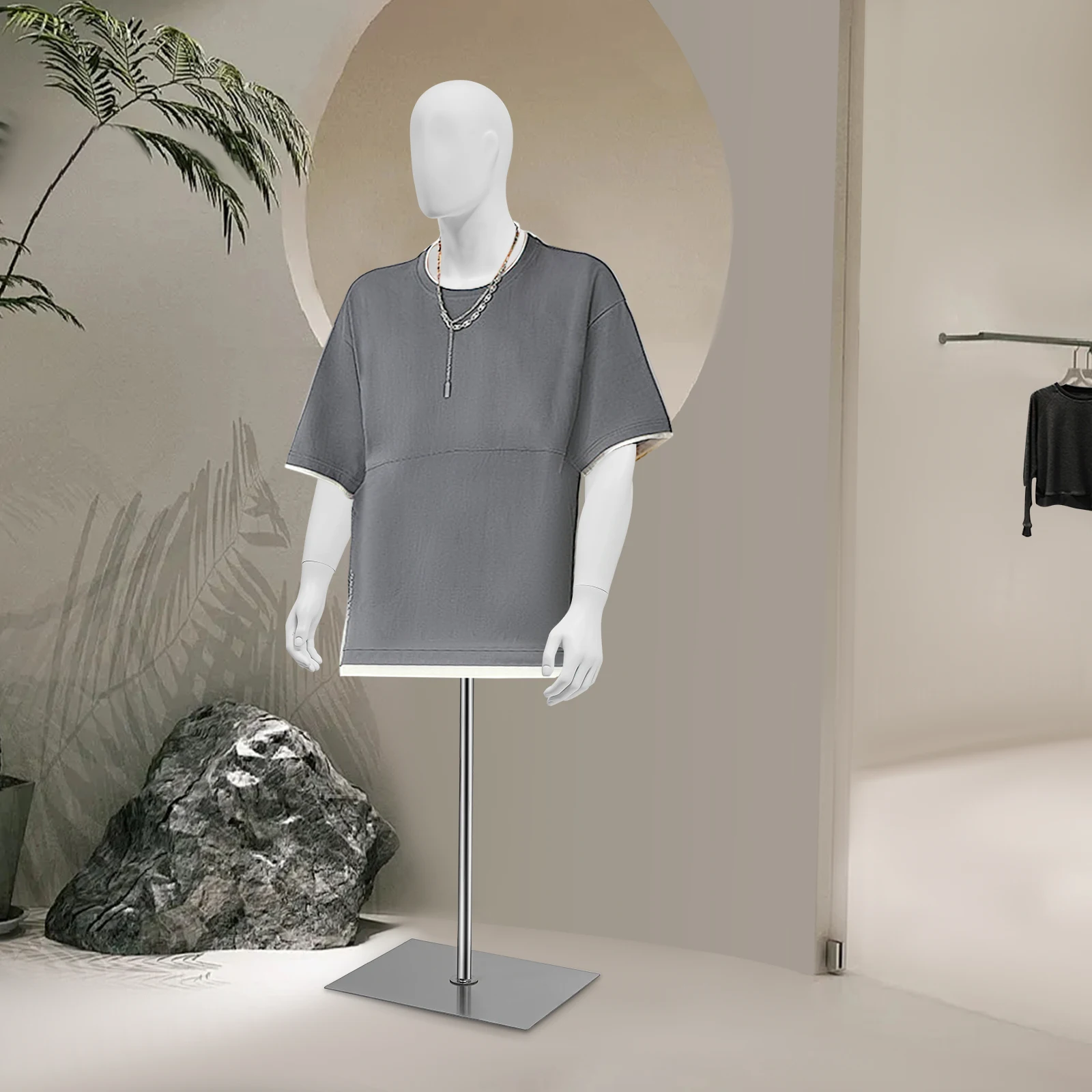 

Detachable Male Mannequin Torso Manikin Male Dress Form 4.27-6.56ft Height Adjustable