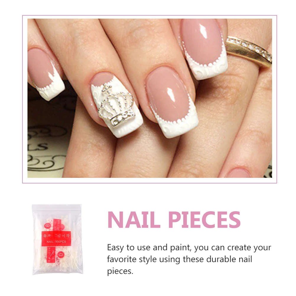 

500pcs Artificial Nail Pieces Durable French Tips Tools Safe Easy Women Manicure Kits Premium Material Long Short Art