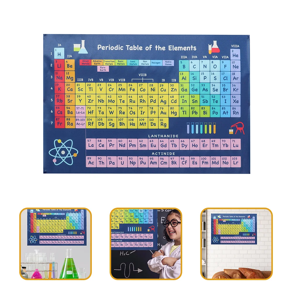 Chemistry Elements Wall Pictures Decor Chemical Periodic Table Poster Posters of Colorful Silk Cloth