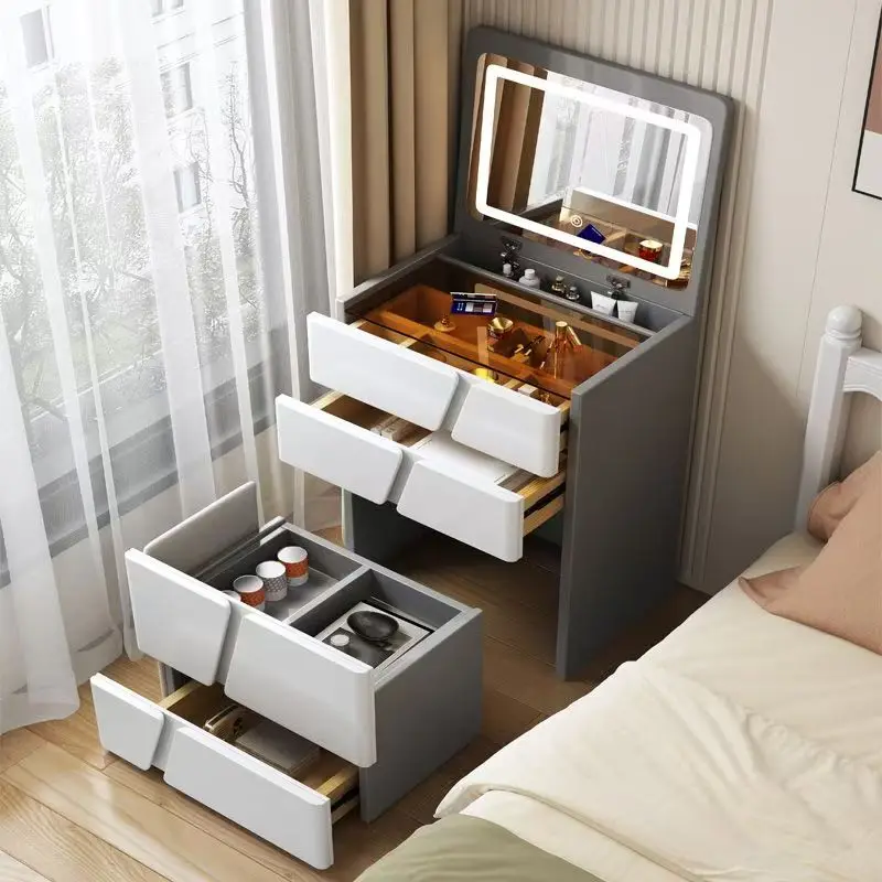 Stylish White Drawer Section Height Perfect Organizing Cosmetics Jewelry Dressing Table