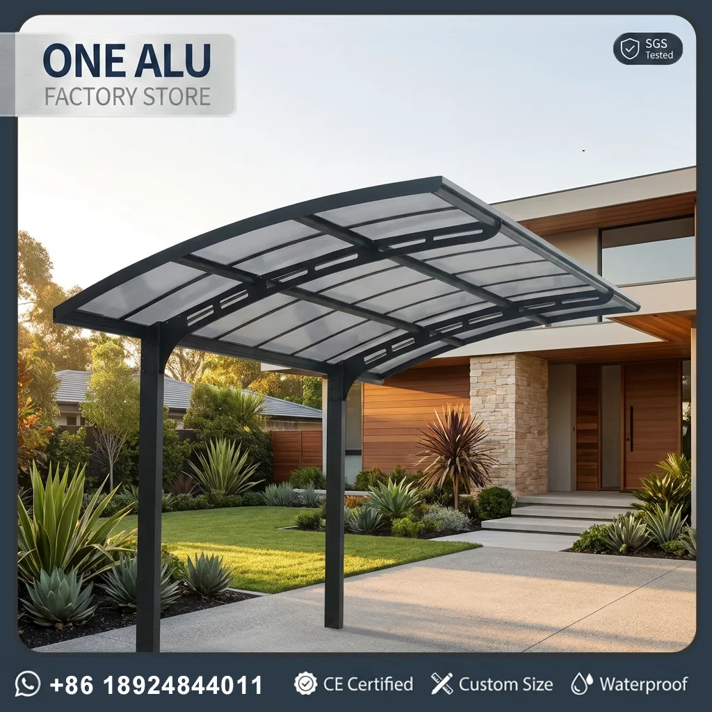 

OneAlu Modern Curved Carport: Powder-Coated Aluminum Frame for Outdoor Vehicle Protection