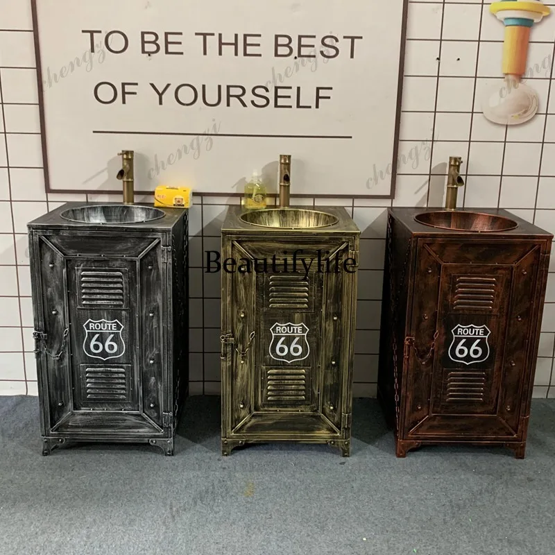 A114 Industrial Style Bar Vintage Washbasin Cabinet, Sanitary Iron Room Personalized Washbasin, Creative Column Washbasin