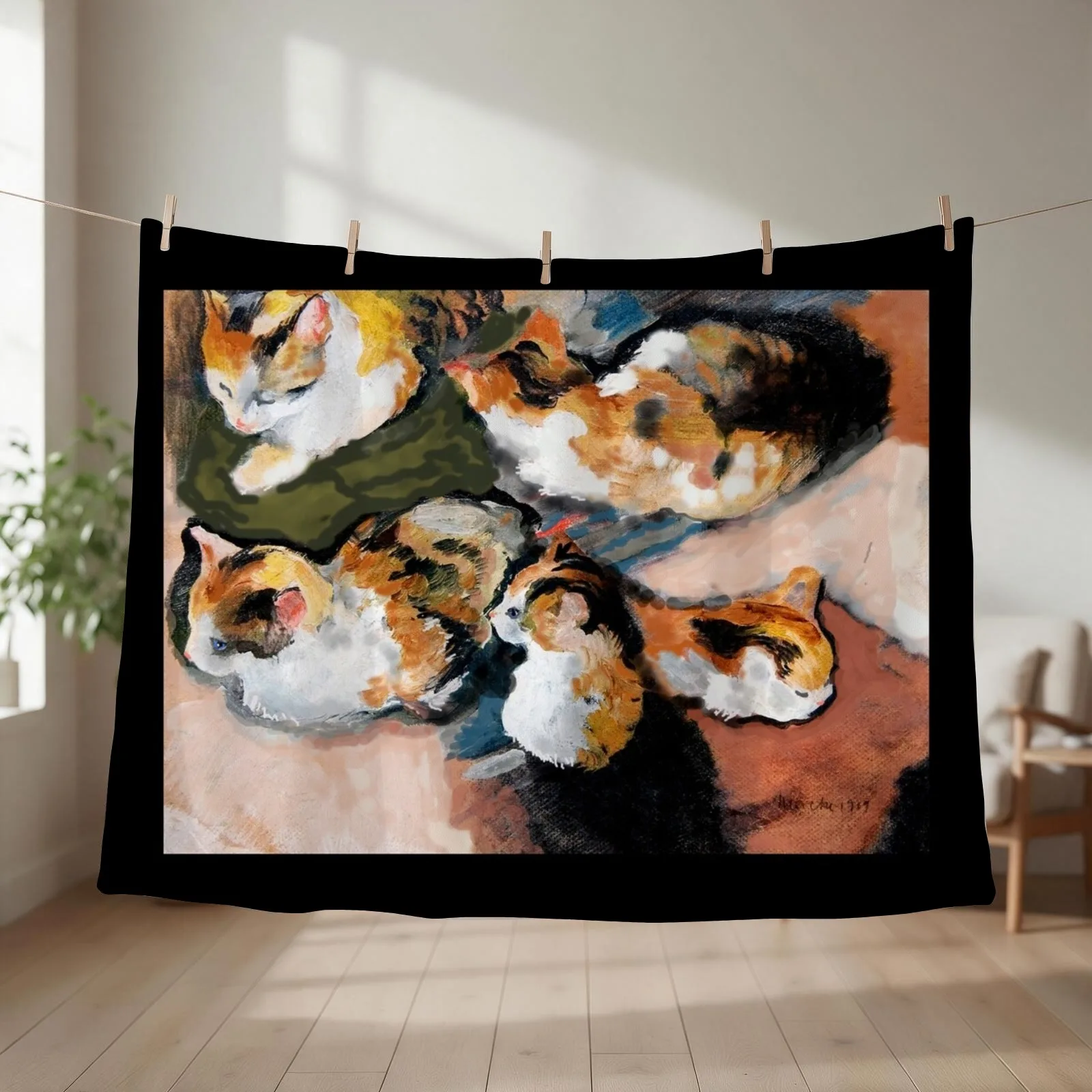 Calico Kitties! Throw Blanket couch cozy soft plush fuzzy picnic outdoor blanket