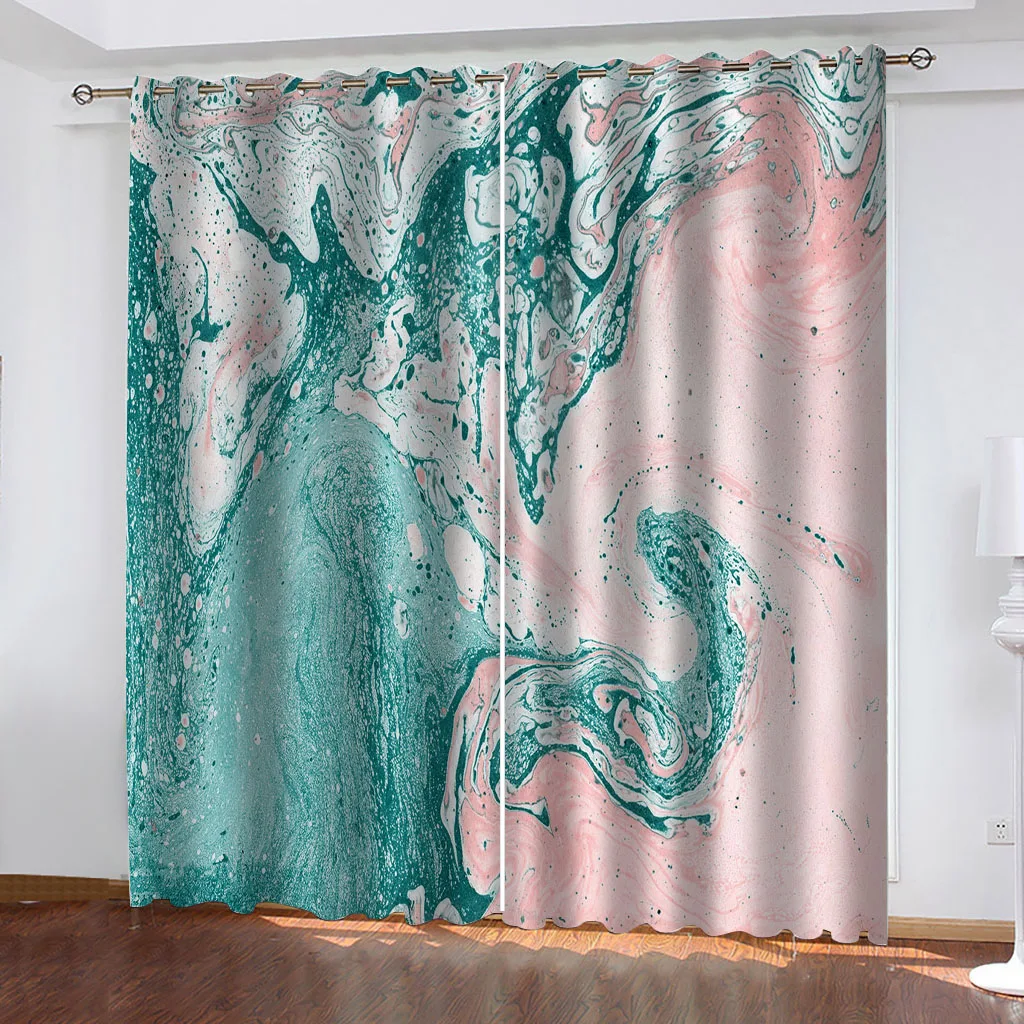 HUANZHUANG Curtain For Children'S Room Abstract Texture Art 3D Cheap Modern Printing Curtain Living Room Bedroom Home Decoration