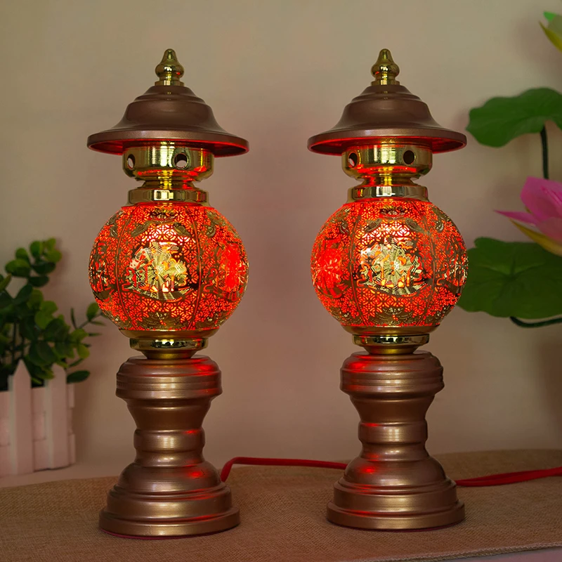 40CM 2P HOME SHOP Company shrine enshrine worship Talisman Money Drawing Business booming luck gold God of wealth CAI SHEN lamp