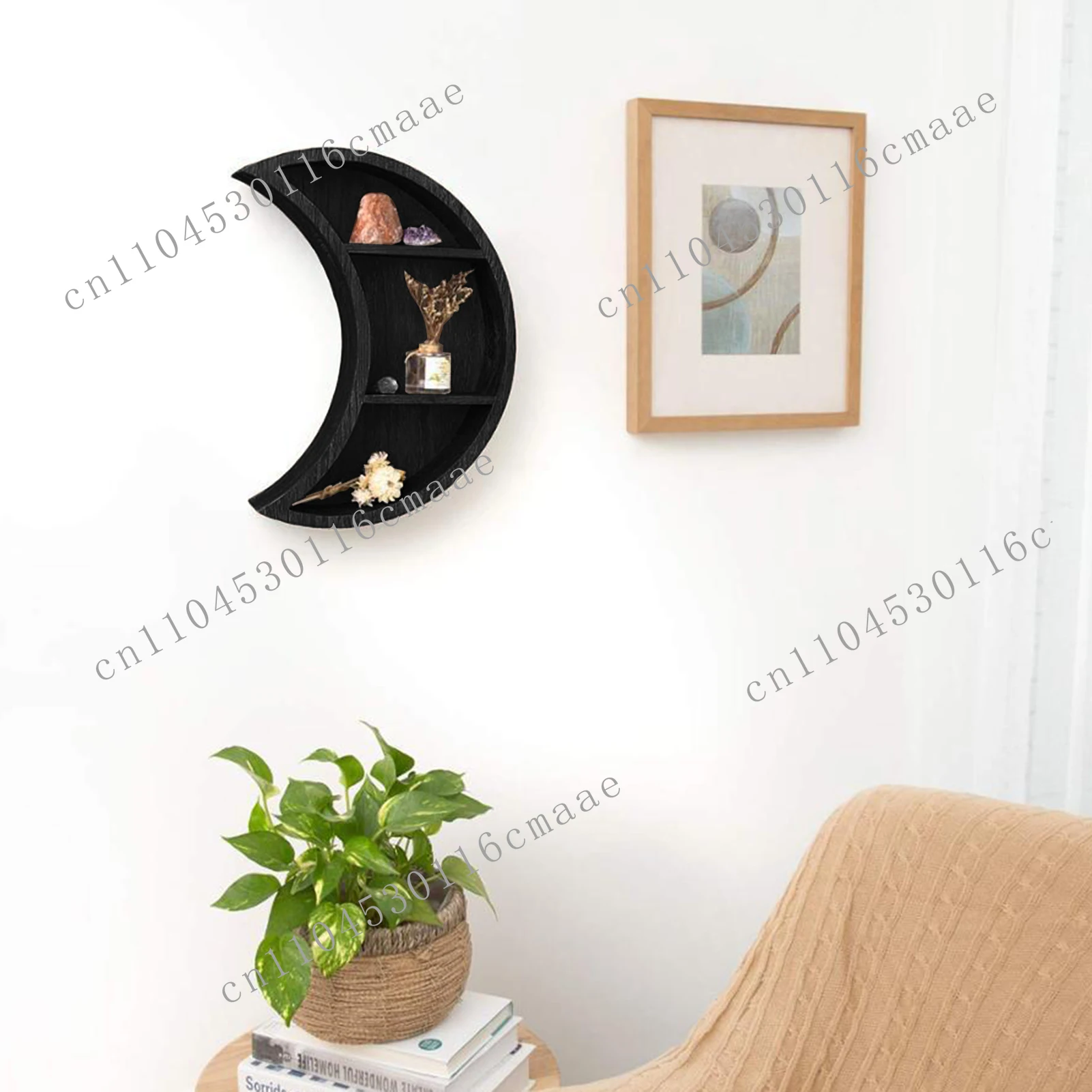 

New Wooden Moon Stand Cycle Changes Bathroom Wall Frame, Essential Oil Storage Rack, Home Decoration Accessories