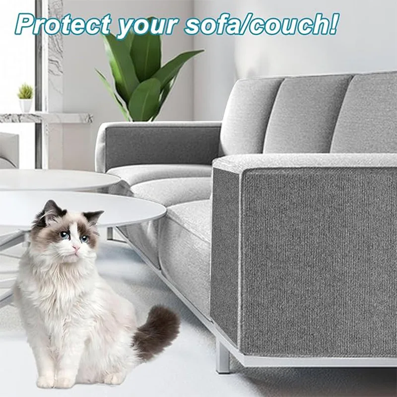 Wall Anti Cat Scratch Sofa DIY Cats Scratch Board Sofa Protection Paws Sharpen Trimmable Self-adhesive Carpet Cats Scratch Board