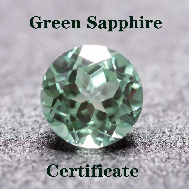 

Lab Grown Sapphire Green Color Round Shaped Extremely Shiny Quality Advanced Jewelry Rings Earrings Making AGL Certificate