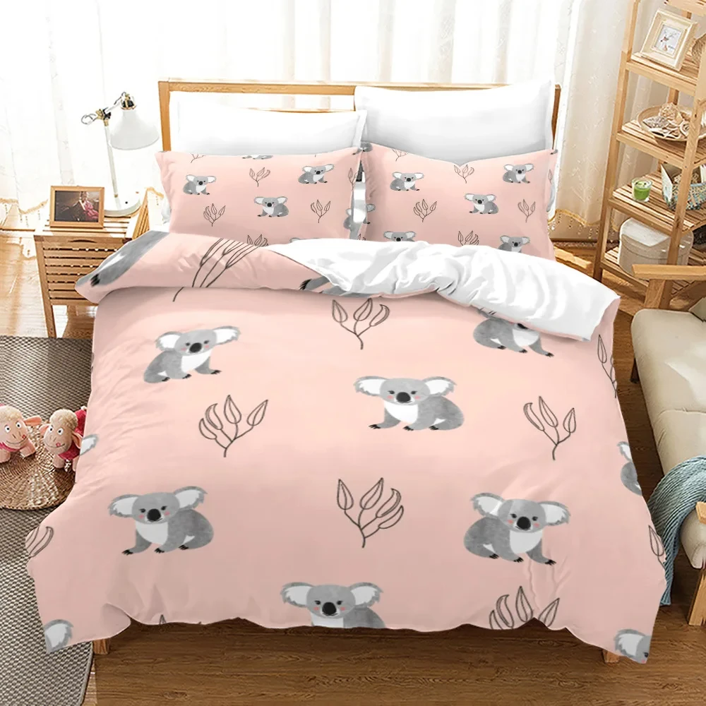 

Koala Duvet Cover Set King Queen Size Tree Bear Polyester Bedding Set Kawaii Hug The Tree Australian Wild Animal for Boys Girl