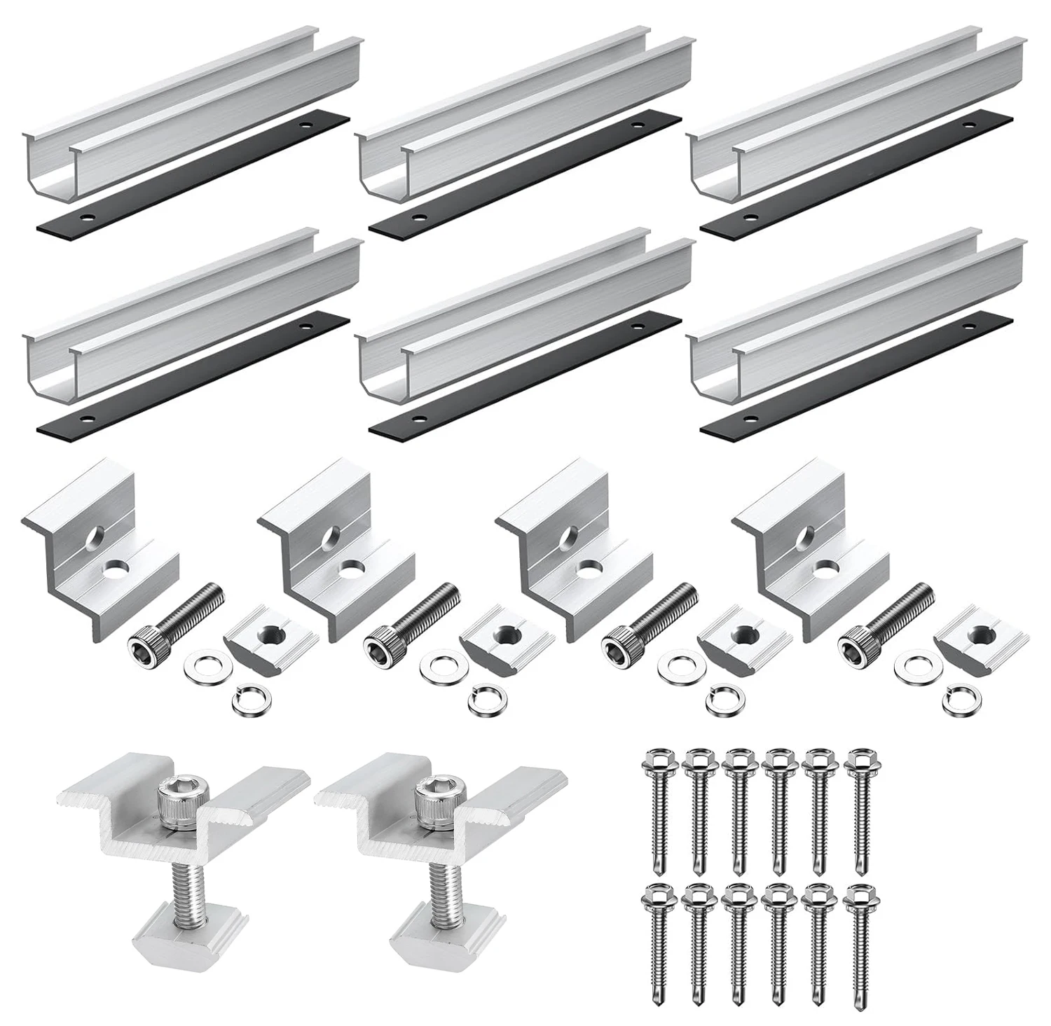 

Solar Panel Bracket Kit, 6 Pcs Solar Mounting Rail Connector 120mm, Solar Panel Mount 30mm/35mm, Z-Bracket Set, Center Clamps