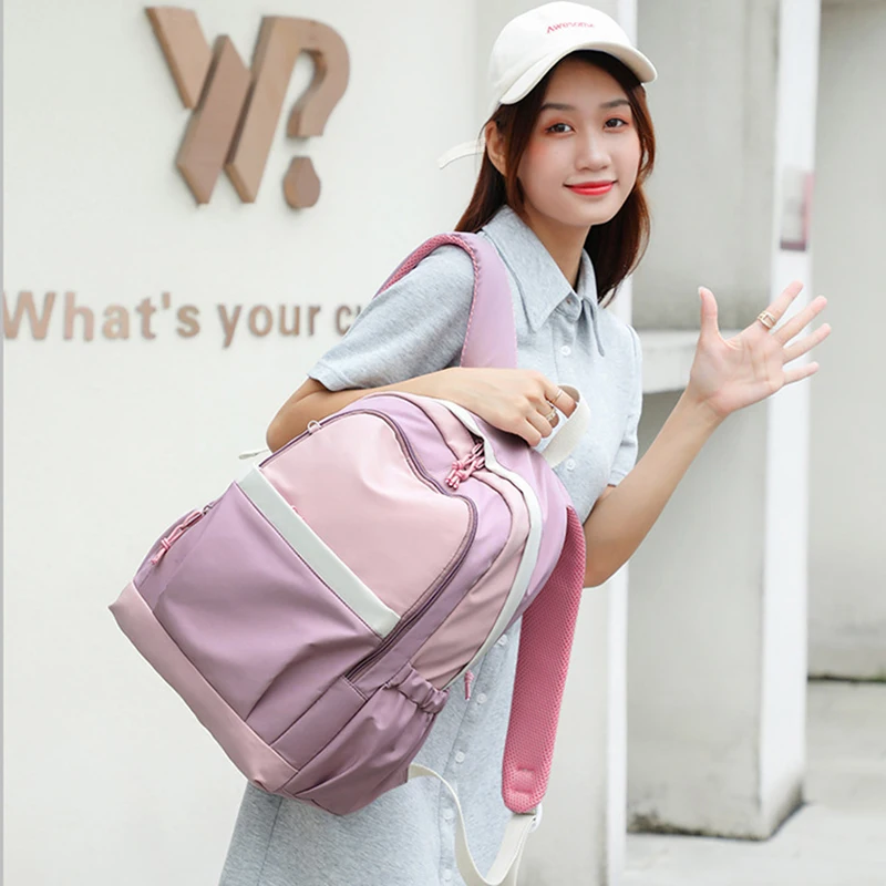 Fashion Contrast Color Backpacks for Women Sweet Girls Junior School Students School Bags Travel Laptop Bag Kawaii Large Bolsas