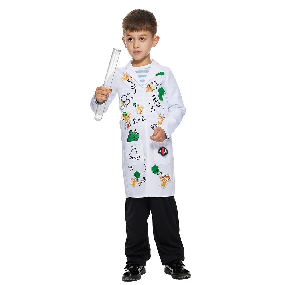 2025 Nuovo arrivo Bambino Pazzo Scienziato Halloween Dress Up Boy Costume da Scienziato Pazzo