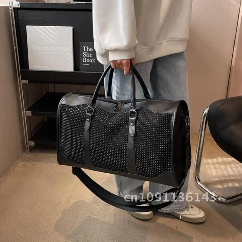 

Sequined Bag Large-Capacity Duffle Bag Women's Casual Korean Sports Bag Fitness Handbag Luggage Diamond Style Crossbody Travel