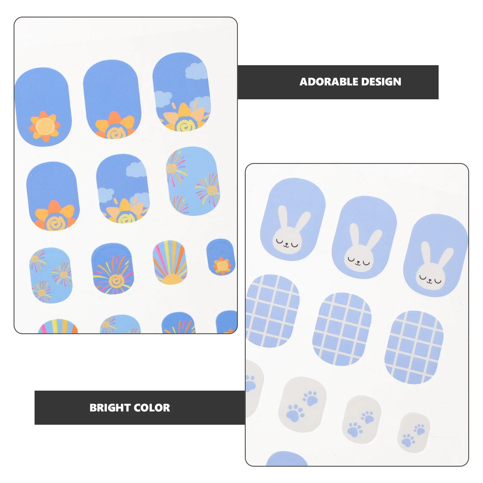 8 folhas adesivos 12 designs unhas de desenho animado diversão segura para crianças unhas falsas pontas de unhas kit de decoração