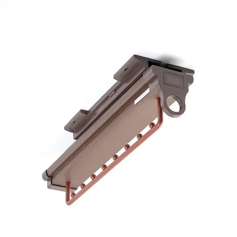 

Top extensible double ball slide plastic wardrobe hardware storage rack with hanging rod for clothing storage