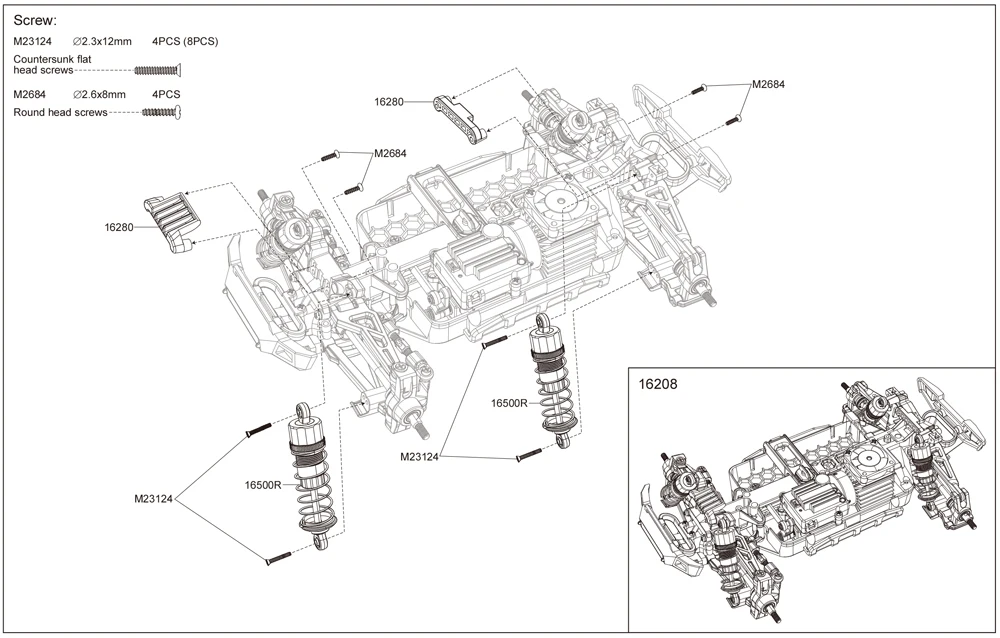 Original-Ersatzteile für MJX Hyper Go H16H H16E H16P 16207 16208 16209 16210 RC Autozubehör – Detail 15