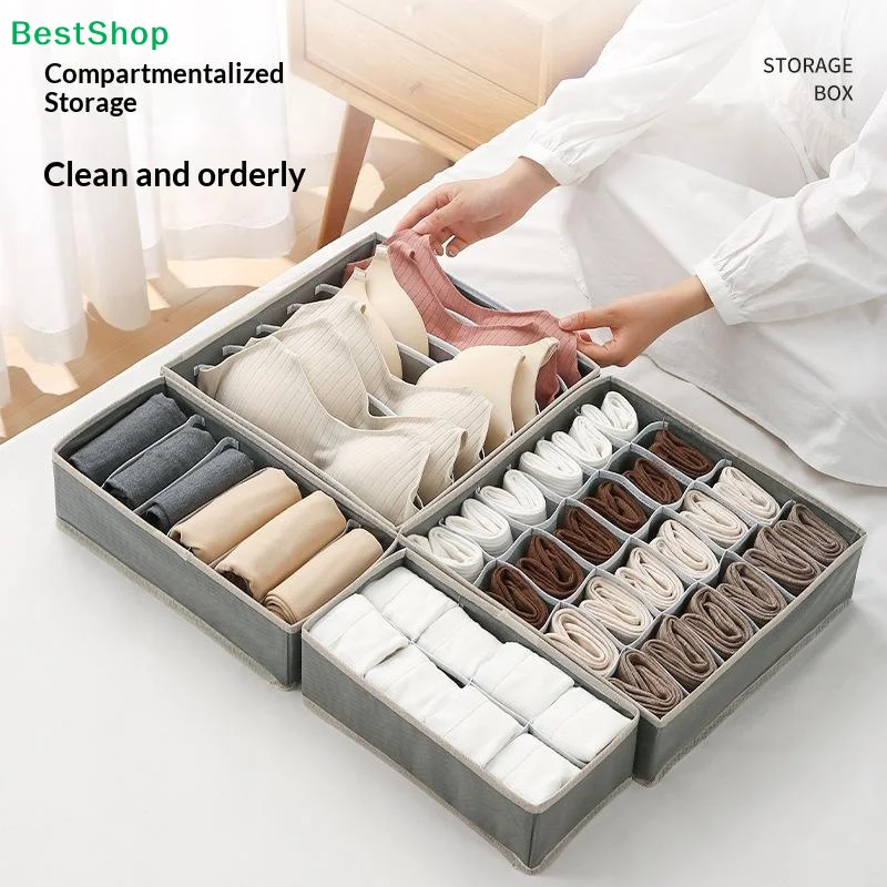 ♥ Stapelbare Leinen-Schrankorganizer - Schubladenteiler für Unterwäsche, Socken & Dessous-Aufbewahrung