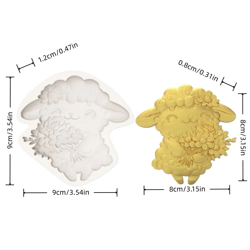 Healing-Themed Ranch Bouquet Lamb-Shaped Mold, Silicone Mold for Making Fondant Chocolate Cookie Cake Decorations