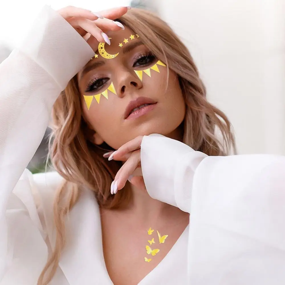 

New Glitter Stickers Face Waterproof Makeup Bright Face Art Freckle Sparkles Gold Temporary Face Decoration Face Jewels Girls