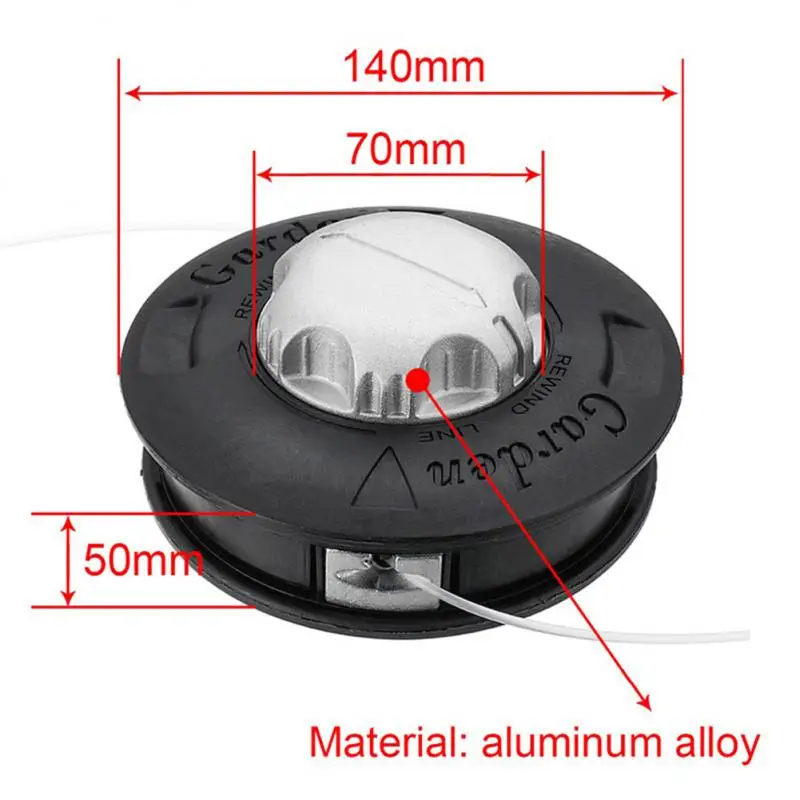 Universal M10 Aluminum Nylon Automatic Grass Trimmer Head Brush Mower Bump Spool 2 Lines Cutter Thread Line String Saw