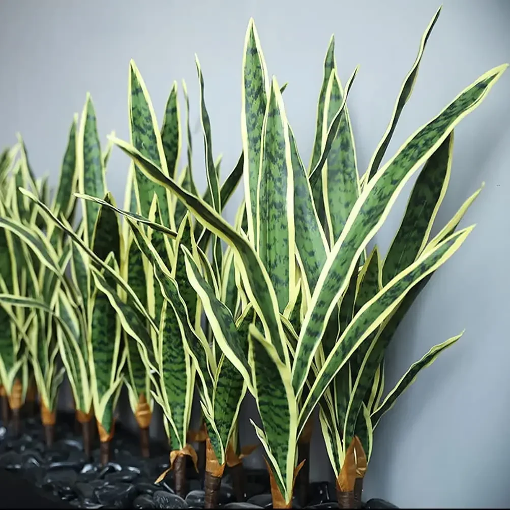 Sansevieria 뱀 인공 식물 플라스틱 녹지, 완벽한 가짜 용설란 식물, 가정 사무실 장식, 30 인치, 4 개