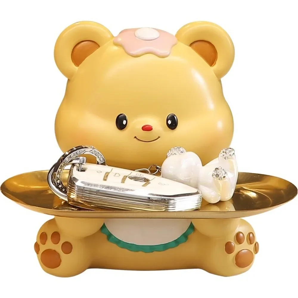 

Home Accessories Bear Sculpture Entryway Key Storage Ornaments Living Room Decorations with Storage Tray Gift Desk Decoration