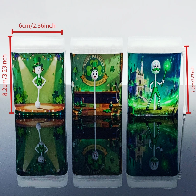 300 قطعة عيد القديس باتريك برأسين دوامة ملعقة أعواد قطنية الإبداعية سانت باتريك أعواد قطنية عصا