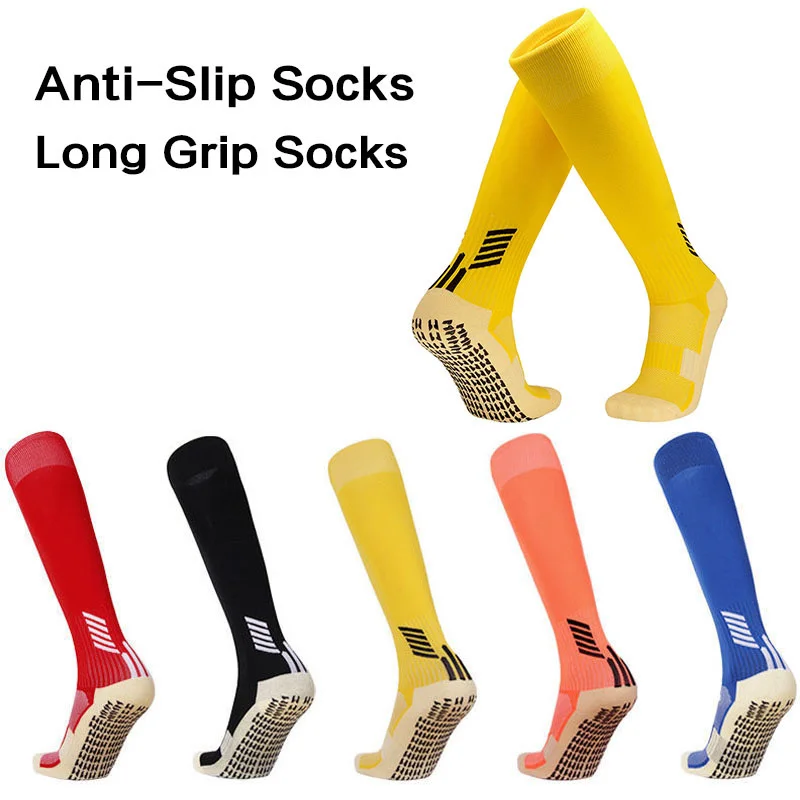 

Professional Adults 2023 Rubber Soccer Kids High Socks Anti-Slip Knee Block Towel Bottom Long Football Hockey Sports Grip Socks