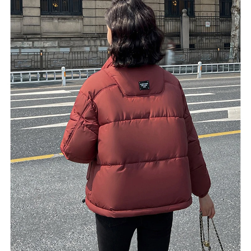 Down Cotton Coat Women's Clothing Winter New2024 Parka stand collar short Chic Outwear Thick Warm Bread Top Padded Jacket Female