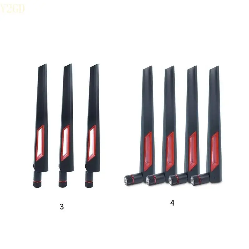 Y2GD 3/4pcs High Router Antena SMA 10dBi Antarmuka Pita Ganda Antena Nirkabel LAN Antena WiFi Router Adapter