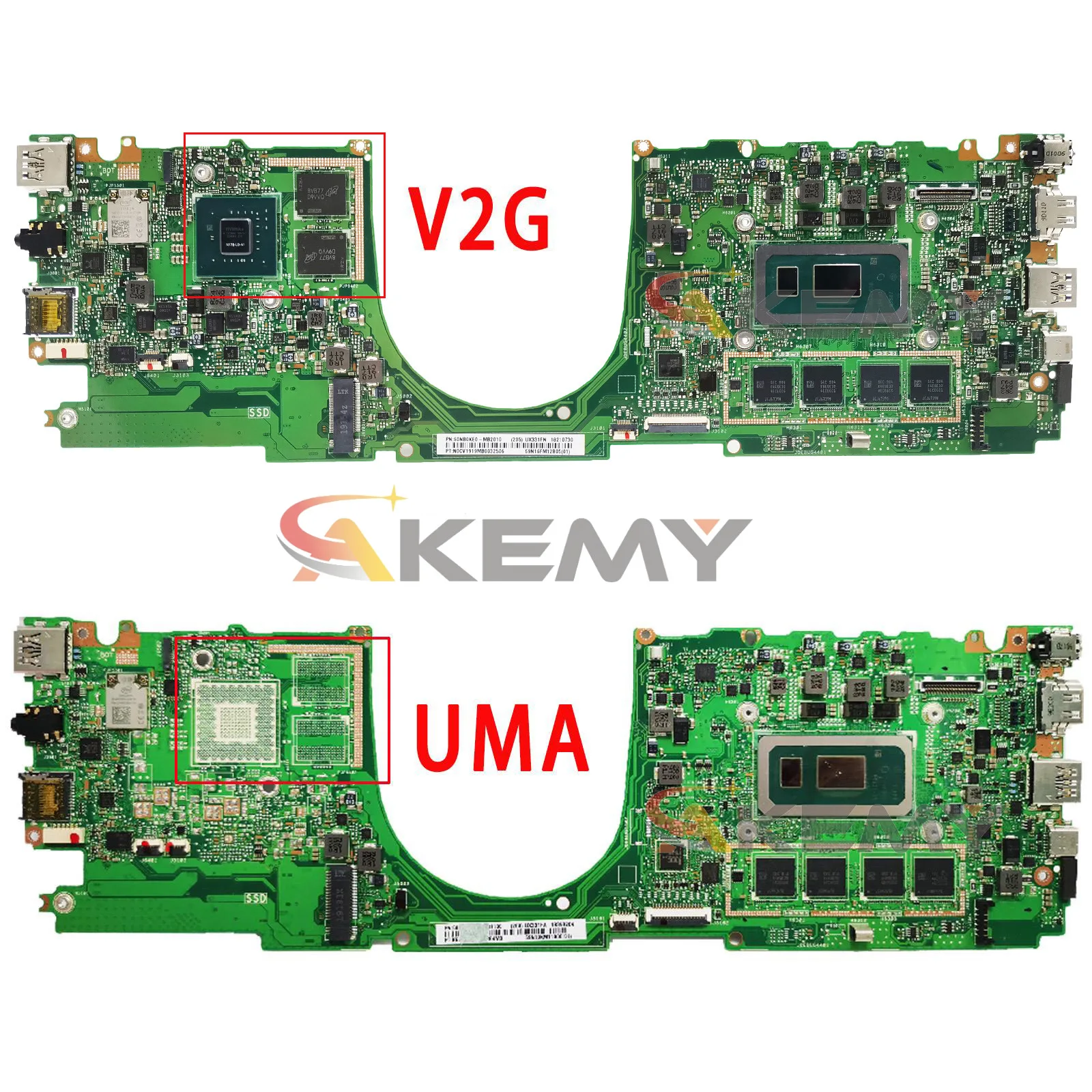 Imagem -02 - Placa-mãe Ux331fn para Laptop Asus Ux331fal Ux331fa Bx331f Ux331f com i3 i5 i7 8ª Cpu V2g Uma 8g 16g Ram