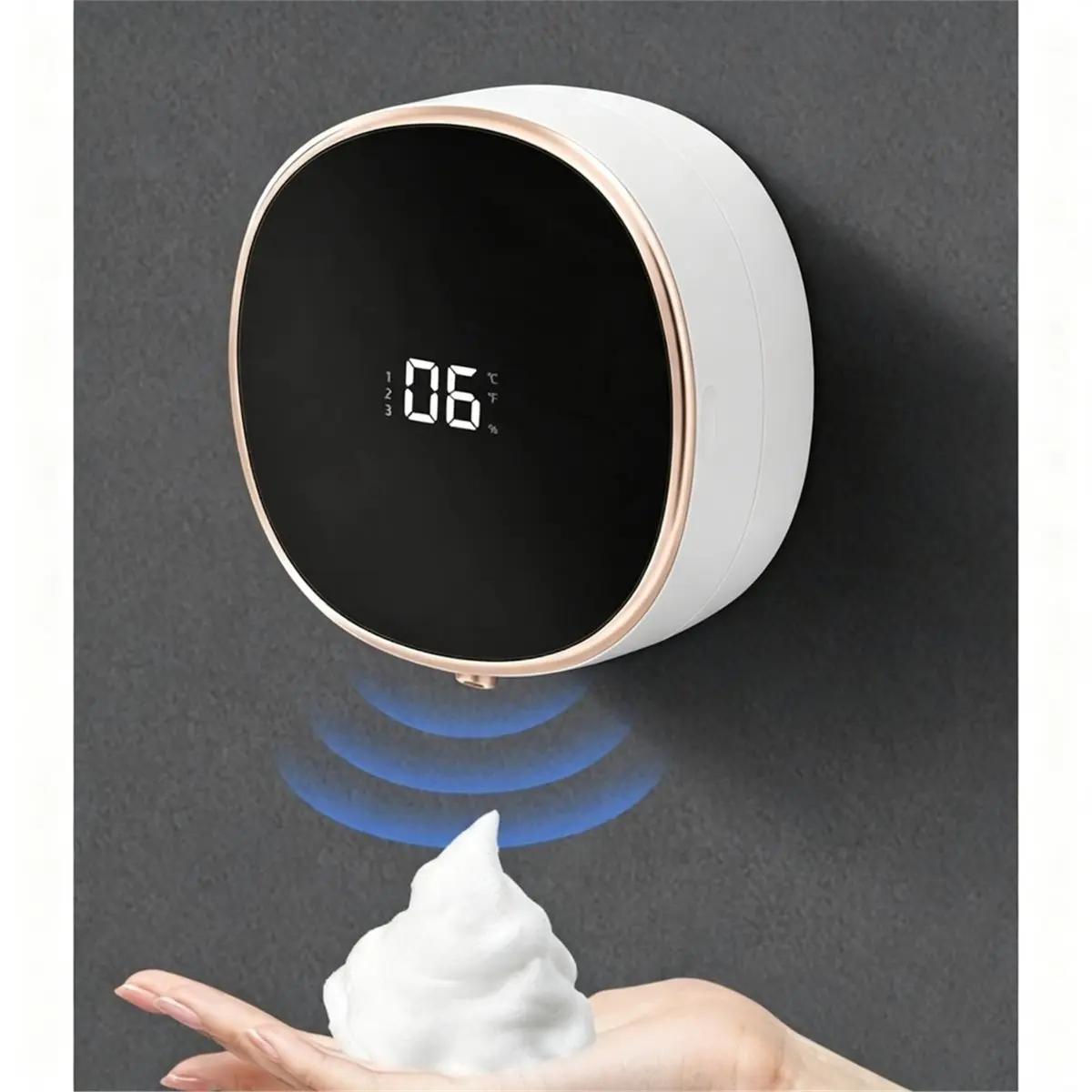 Wall-Mounted Automatic Foam Hand Sanitizers Dispenser with LED Temperature Display - Contactless Design
