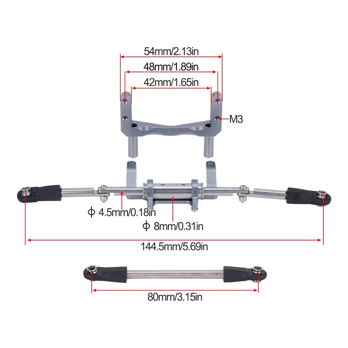 SOA Servo Mount with Scale Full Hydraulic Steering Cylinder Kit for 1/10 RC Crawler FIMONDA ROCKJOCK SCX10 II Straight Axle DIY