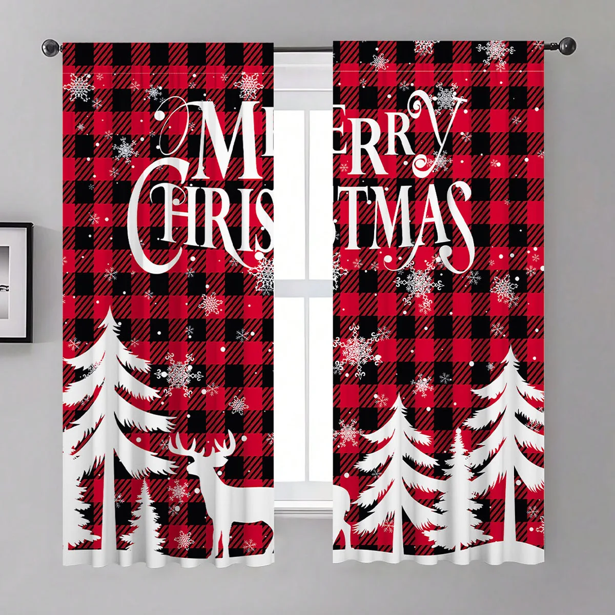 

Christmas Curtain Merry Christmas Decoration for Home 2024 Pendant Xmas Door Curtain Ornaments Navidad Natal New Year Gift 2025