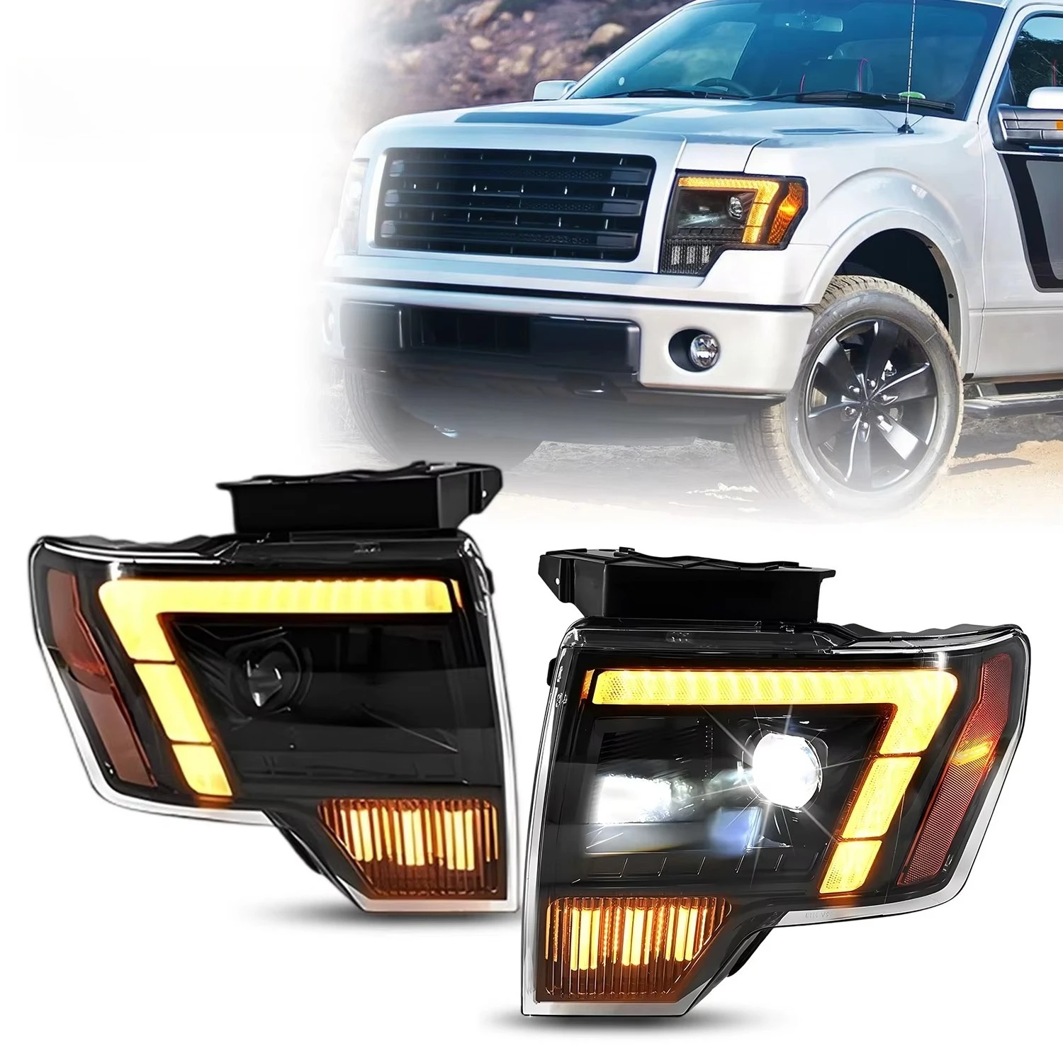 

F150 2009-2014 DRL Animated Headlight Assembly Accessories Full Light Emitting Diode Headlight