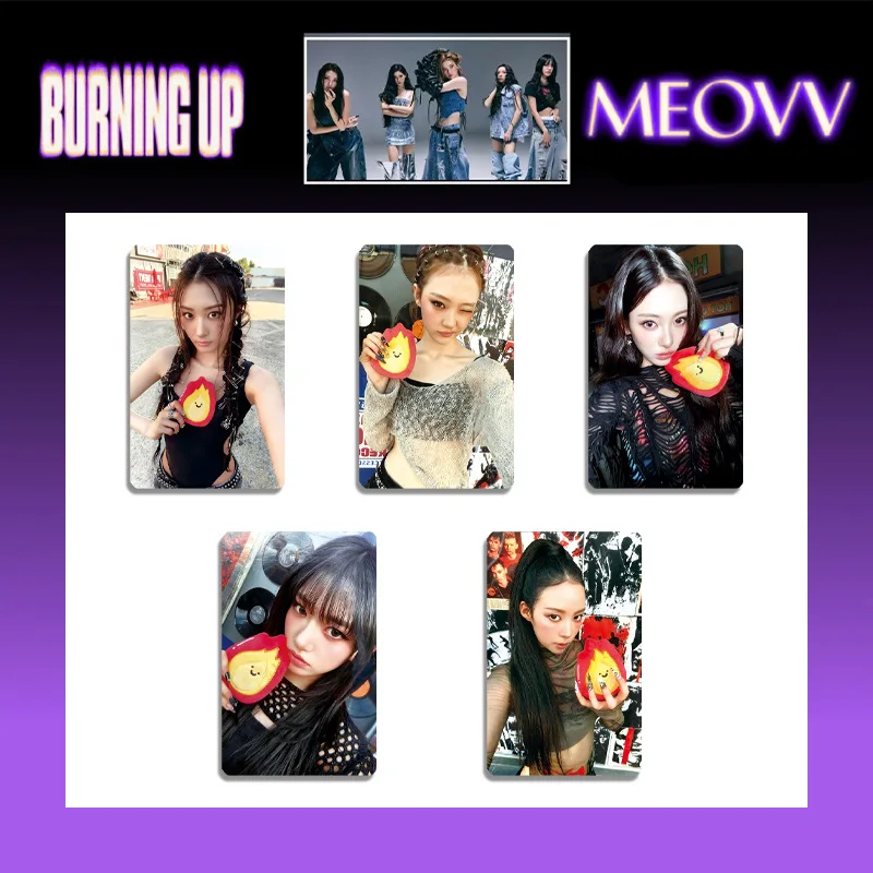 5pcs/Set Kpop MEOVV Album BURNING UP Photocards Double Sides Printing Matte Film LOMO Card Anna Narin Gawon Fans Collection Gift