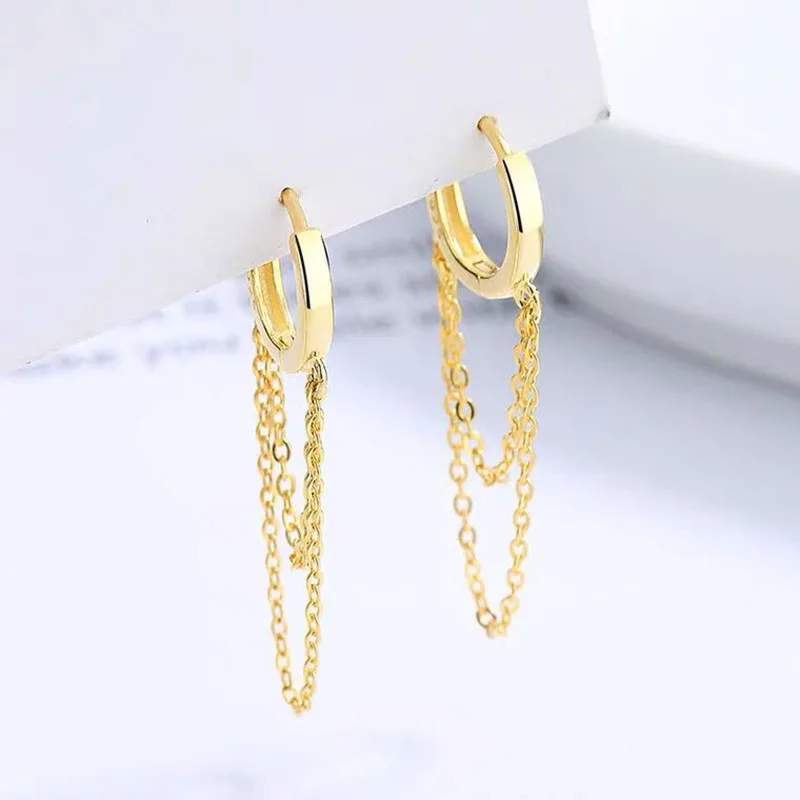 REETI 925 Sterling Silver Earrings Personality Double Stranded Fashion Jewelry For Women New Korea Style Birthday Gift