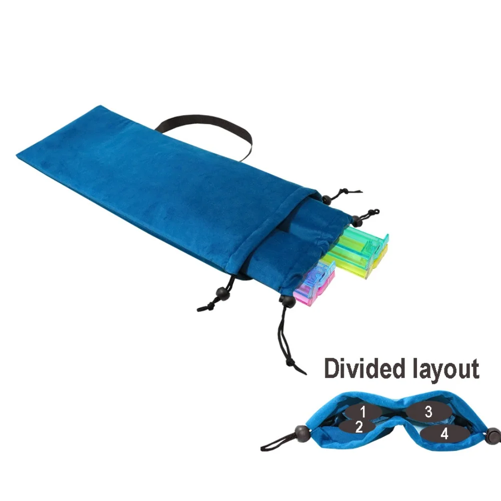 Navy Blue Mahjong Rack Bag Two Layer Design with Handle and Four Slot Inner Pouch for Secure Organization and Carry
