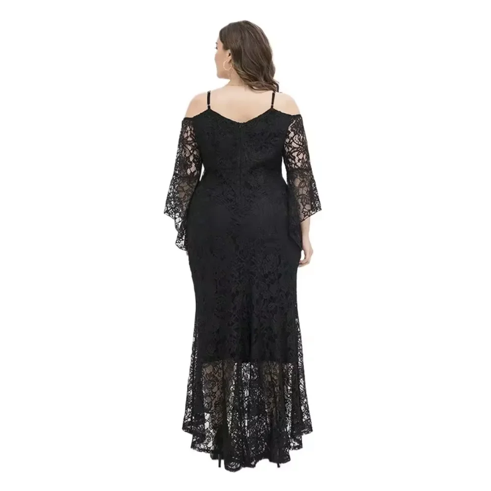 Vestido de noche pequeño de estilo fragante con hermoso bordado para mujeres de talla grande