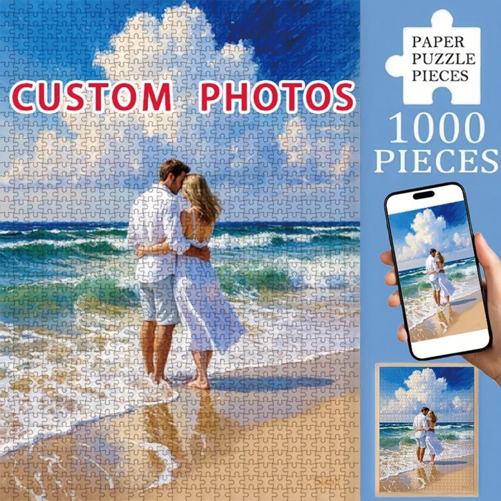 35/300/500/1046pcs Personalized Custom Photo Puzzle Couple Photos Custom Photo Portrait Puzzle Handmade Birthday Gift