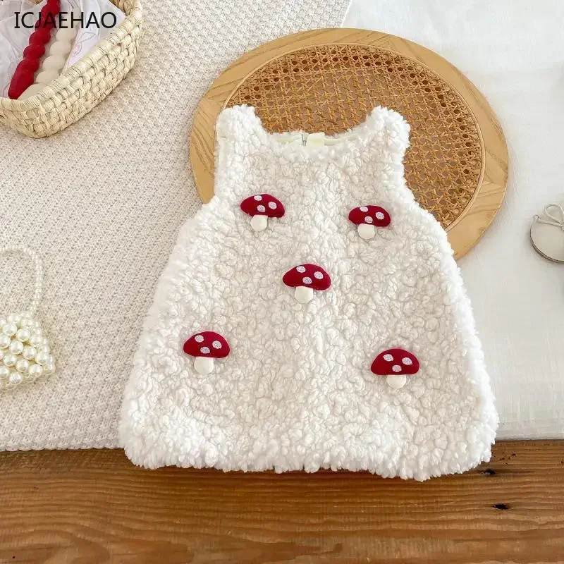 Vestido para niña, ropa de bebé con forro polar, falda de princesa Chow de estilo occidental para invierno, disfraz de otoño e invierno, 2025