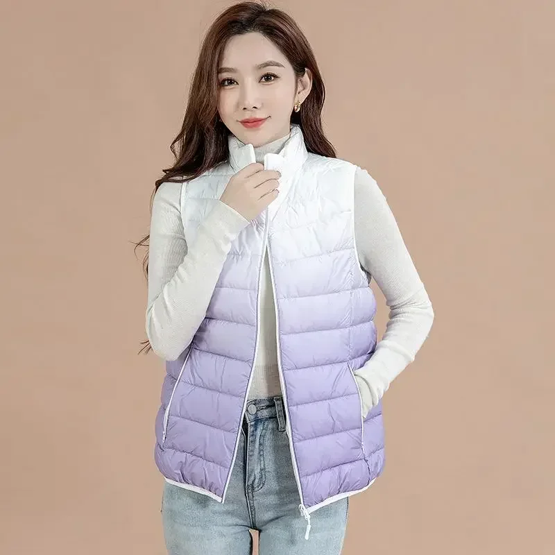 Lady Down Giletes Light Zipper New Outerwear Pretty Cold Working Women's Puffer Vests Lightweight Padded Winter Clothing Elegant