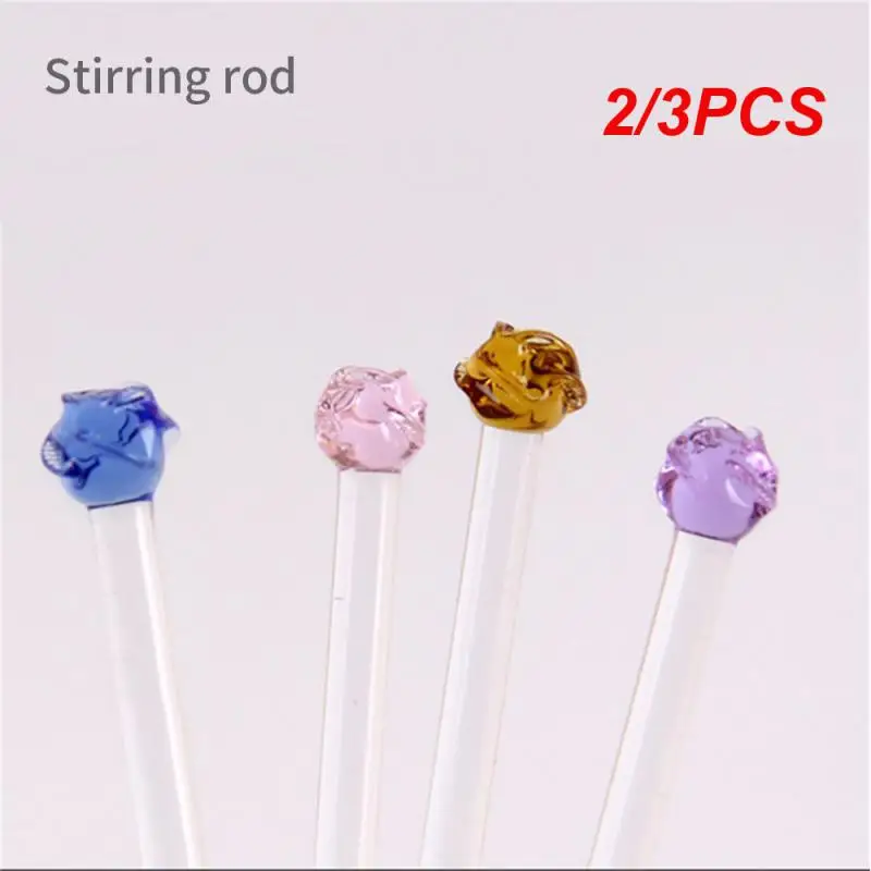 2/3PCS Glass Stirring Rod Smooth Nozzle Not Easy To Hurt Mouth Long Handle Colored Glass Stirring Rod Creative Idea