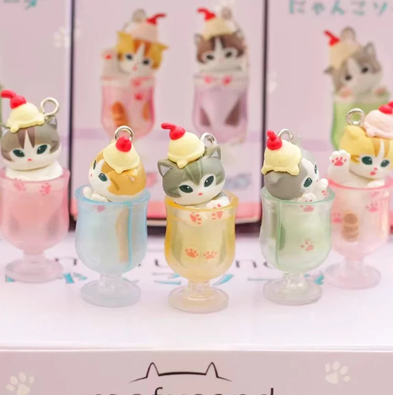 

Mufosand Ice Cream Cat Blind Box 5pc Kawaii Dessert Keychain Set Cute Anime Figure Collectible Pendant Toys Collectible Gift