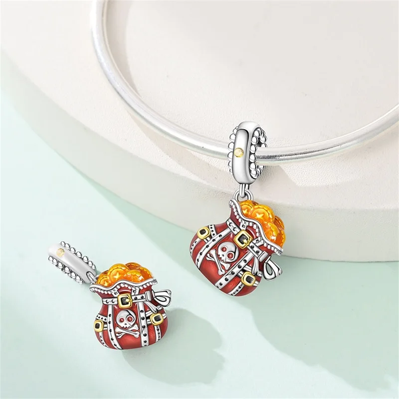 

New 925 Sterling Silver Pirate Gold Coin Treasure Charms Pendant For Women Fit Original Bracelet DIY Birthday Jewelry Gift