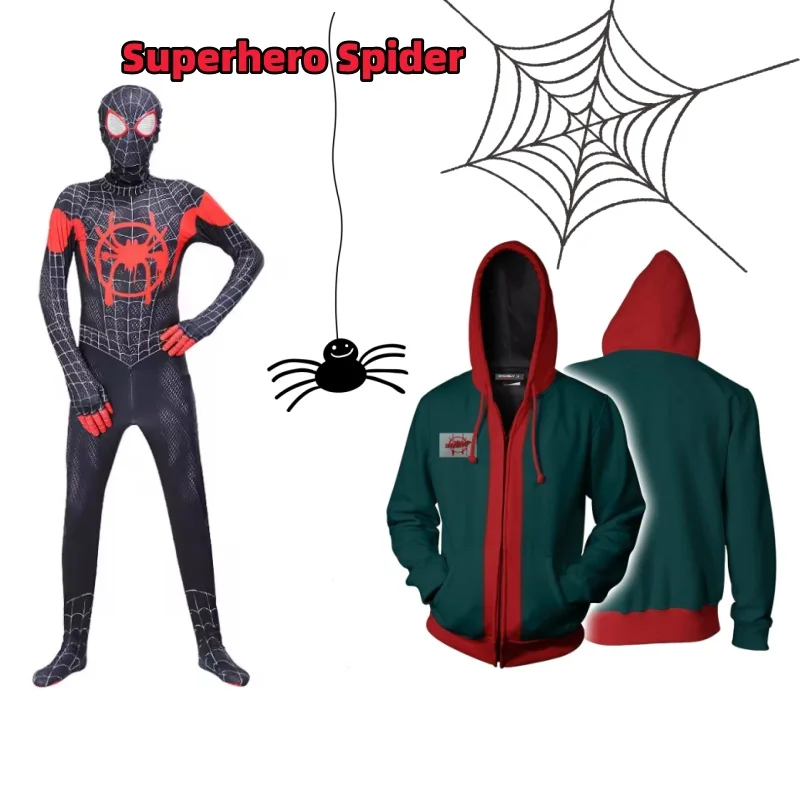 

Куртка «Паук Майлз Моралес», костюмы для косплея для взрослых, толстовки с капюшоном, пальто, брюки, толстовки, костюм на Хэллоуин для мужчин и женщин