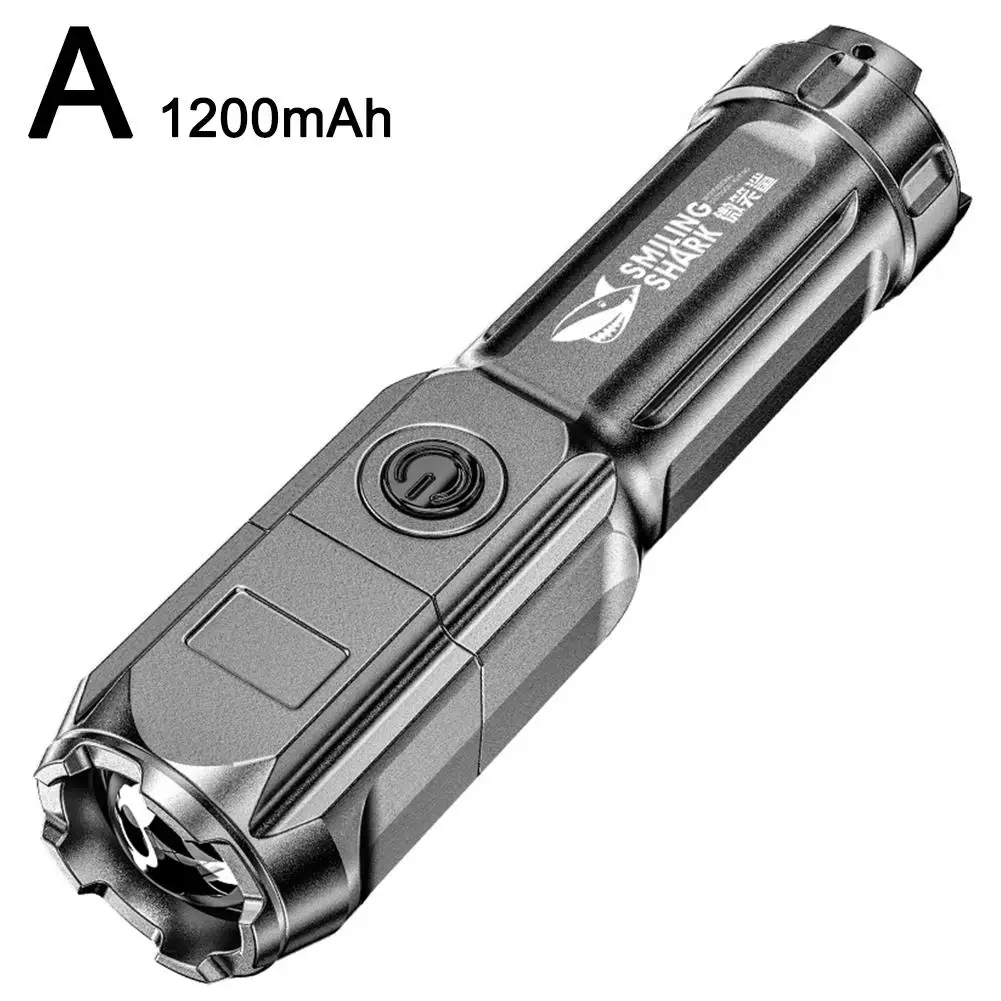 Smiling Shark Abs Strong Light Focusing Flashlight, Home Commonly Flashlight Outdoor Portable, Used T1x7