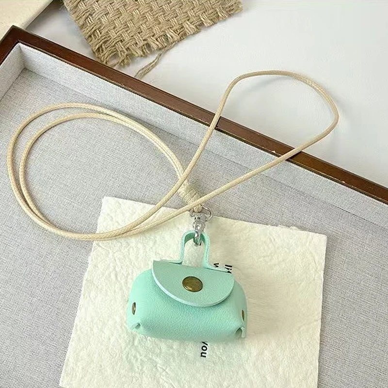 

Small Leather Coin Purse Necklace Pendant Without Chain For Women Portable Headphone Cover Storage Long Sweater Chain