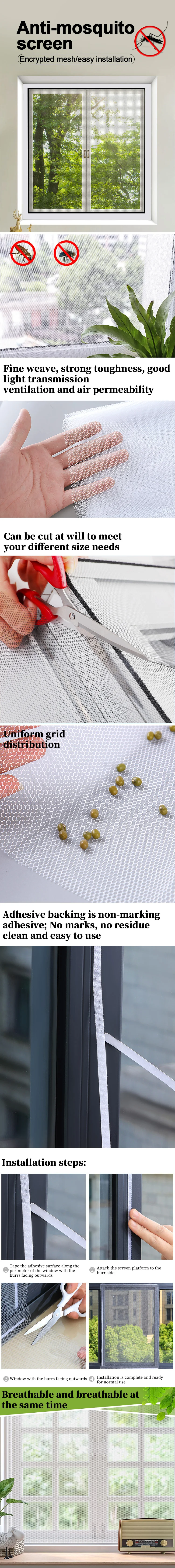 DIY Freies Schneiden Selbstklebende Indoor Insekten Fliegen Moskito Fenster Bildschirm Vorhang Moskito Netting Tür Anti Moskito Net Fenster – Detail 1